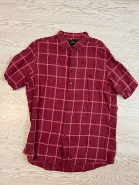 Rodd & Gunn Short-Sleeve Red Windowpane Button-Down Shirt